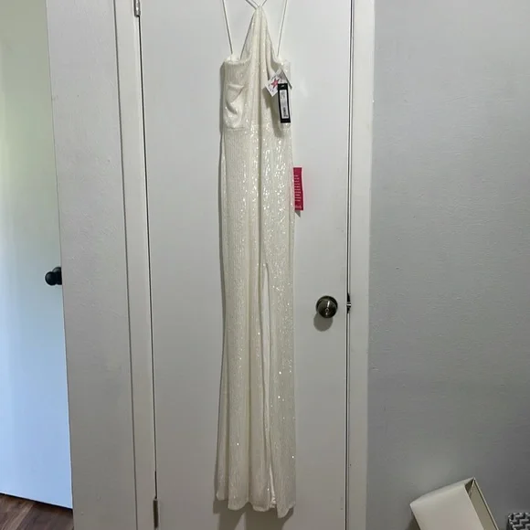 X scape floor length white sequin gown - Picture 2 of 4